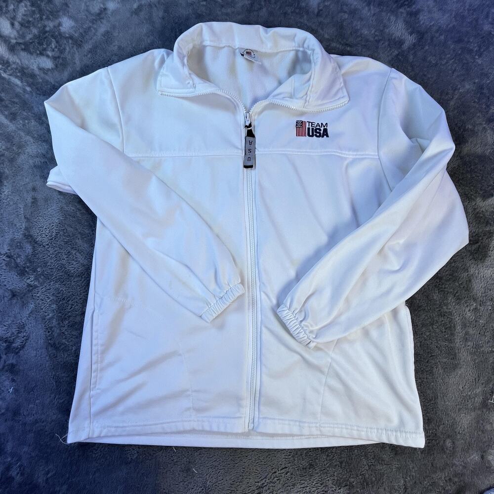 Team USA Olympics Fleece Jacket Large Full Zip Vintage Made in USA